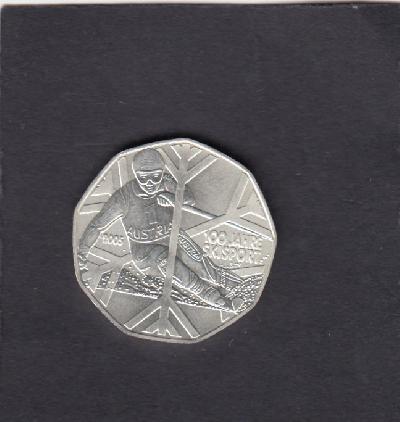 Beschrijving: 5 Euro 100 YEAR SKISPORT 